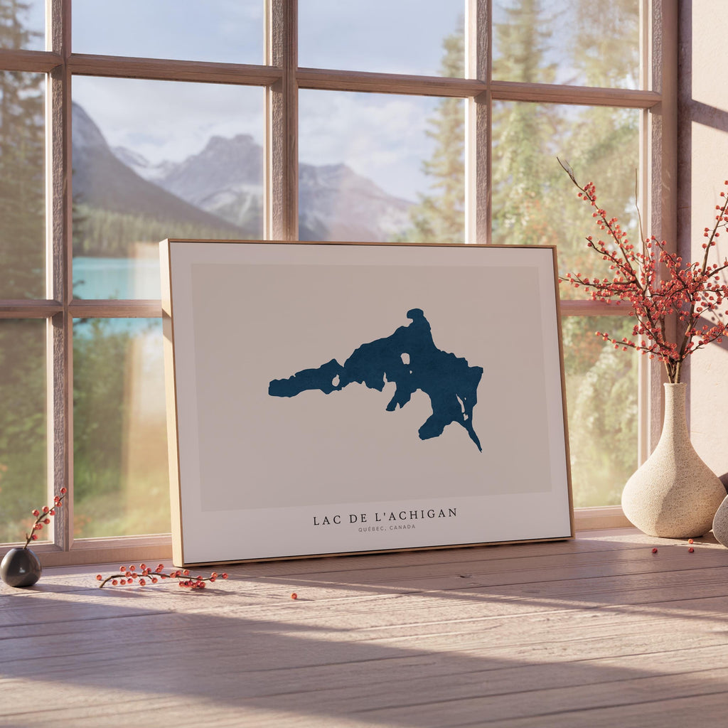 lac de l'achigan quebec map poster – minimalist lake wall art - image 4