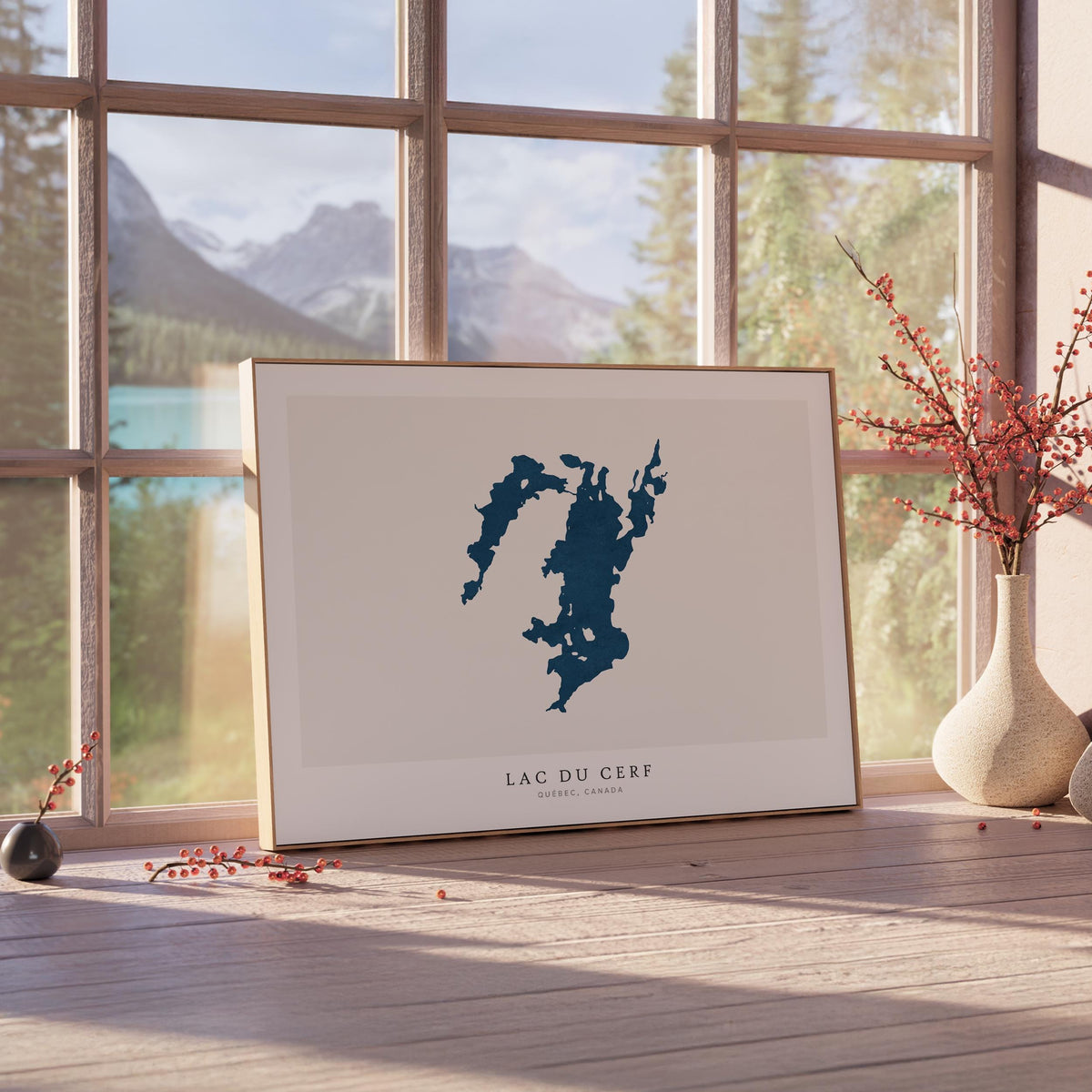 lac du cerf map print quebec map poster – minimalist lake wall art - image 4