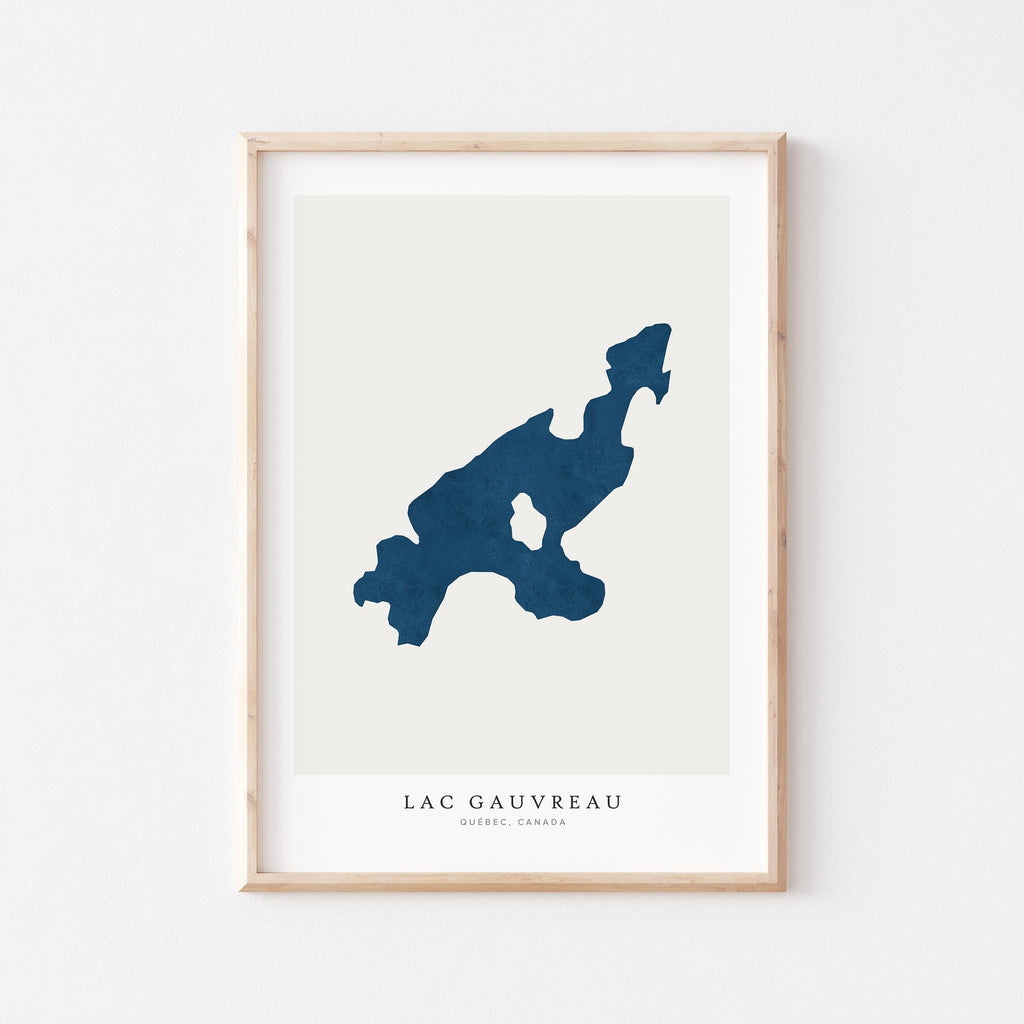 lac gauvreau quebec map poster – minimalist lake wall art - image 1