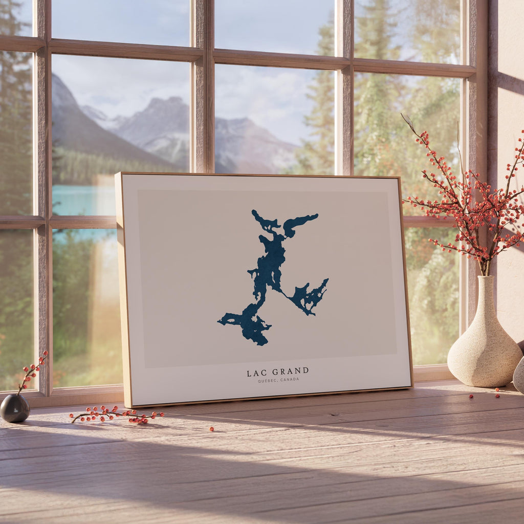 lac grand map art print quebec map poster – minimalist lake wall art - image 4