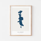 lac heney map print quebec map poster – minimalist lake wall art - image 1