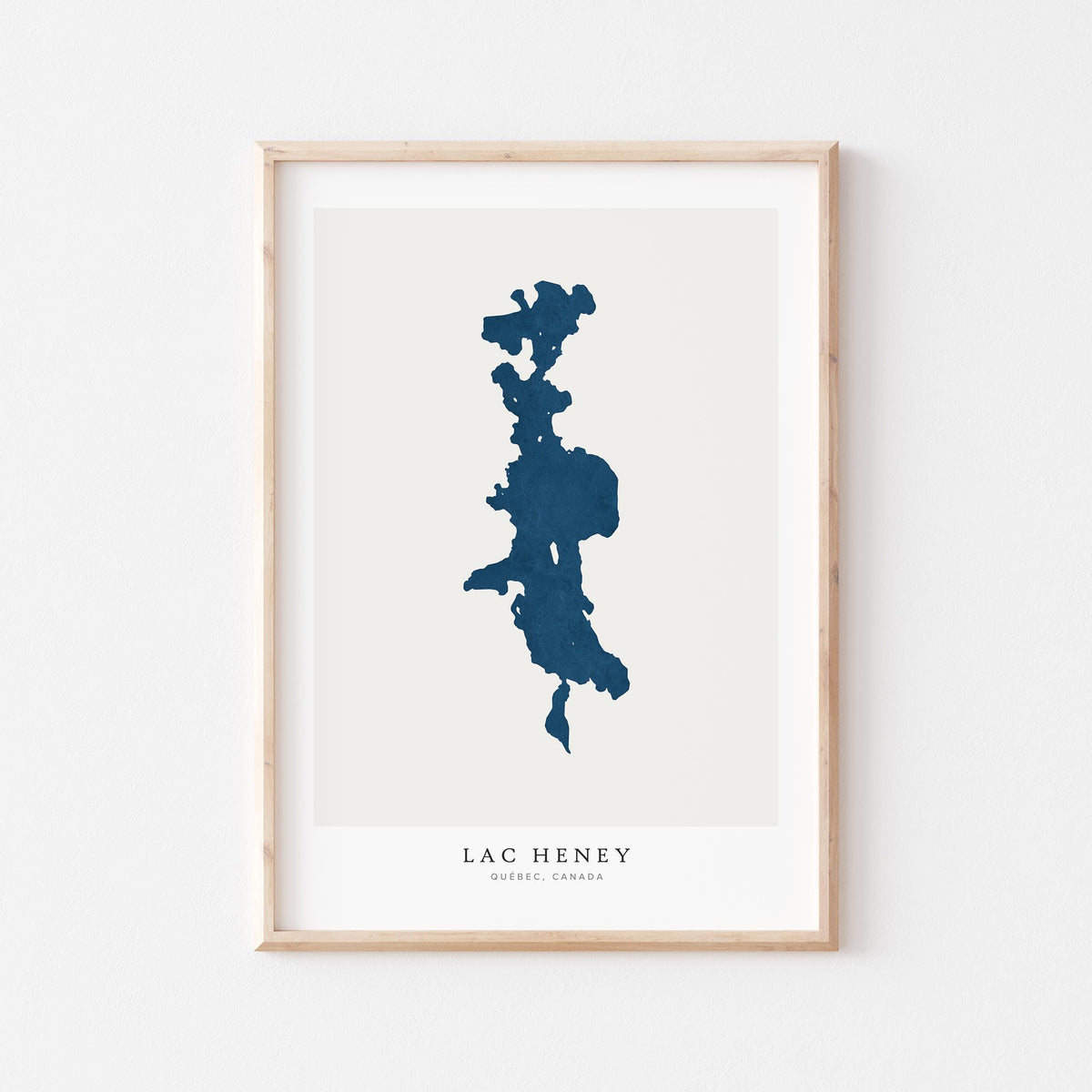 lac heney map print quebec map poster – minimalist lake wall art - image 1