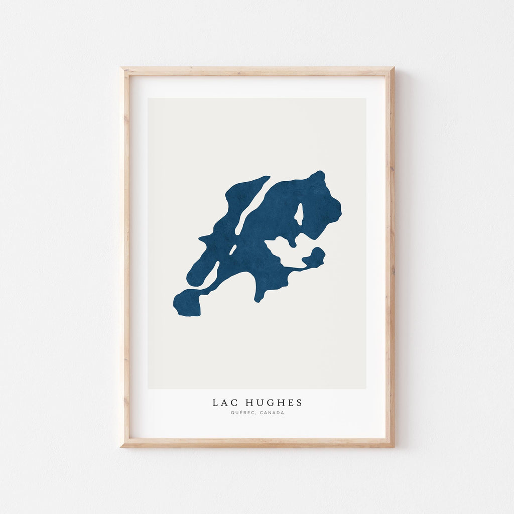 lac hughes map print quebec map poster – minimalist lake wall art - image 1