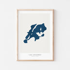 lac hughes map print quebec map poster – minimalist lake wall art - image 1