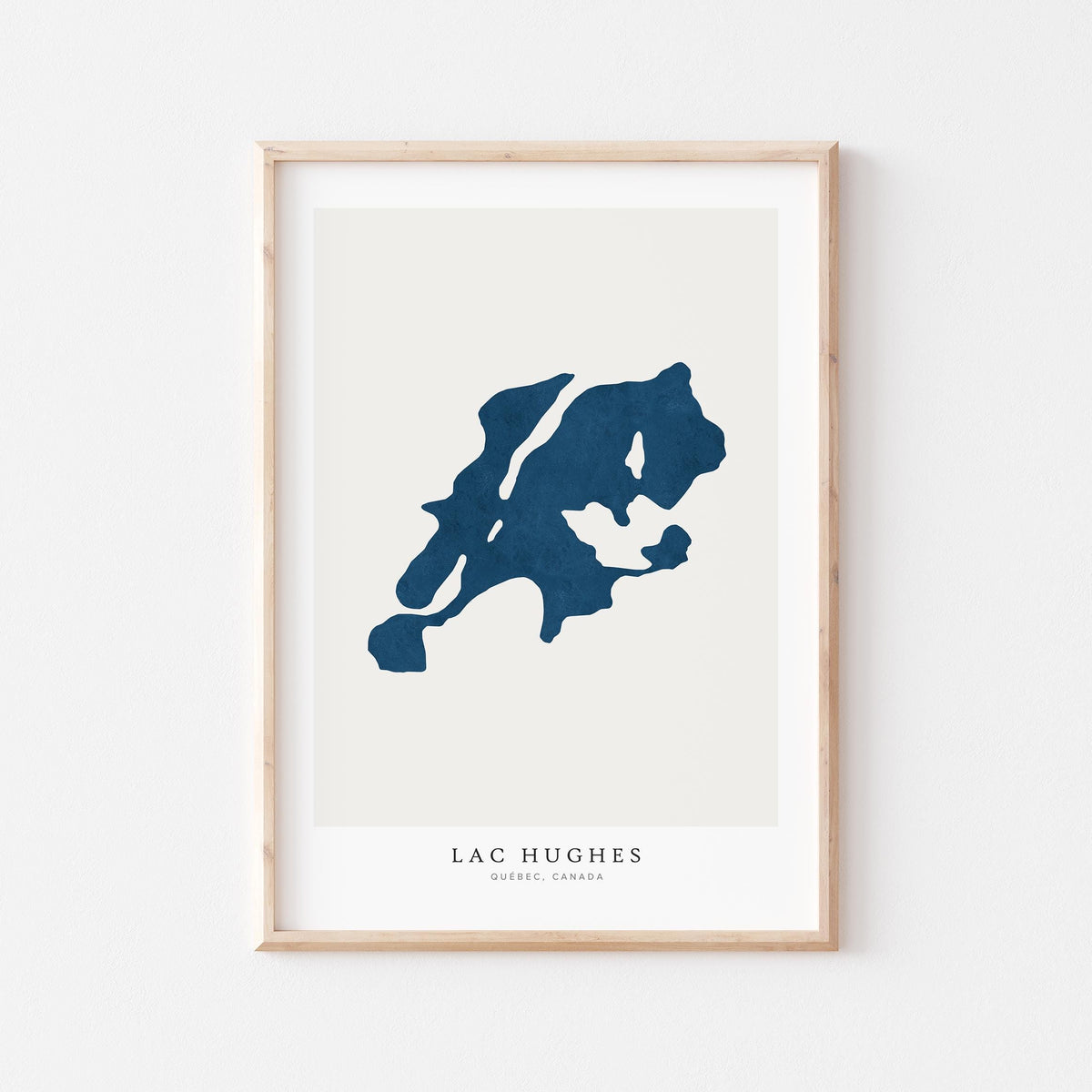 lac hughes map print quebec map poster – minimalist lake wall art - image 1