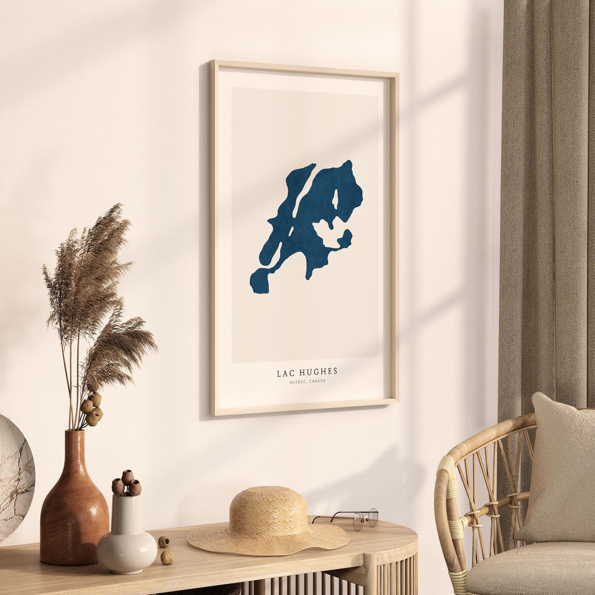 lac hughes map print quebec map poster – minimalist lake wall art - image 3
