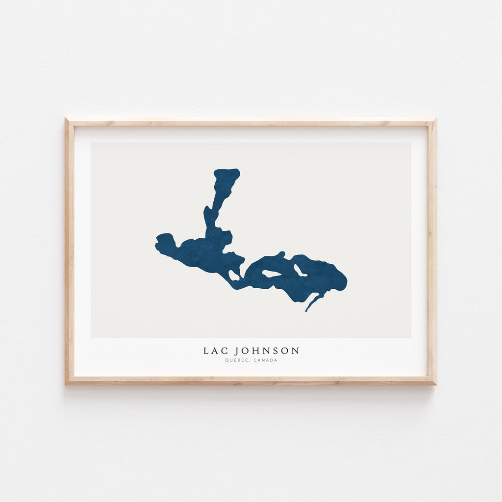 lac johnson map print quebec map poster – minimalist lake wall art - image 1