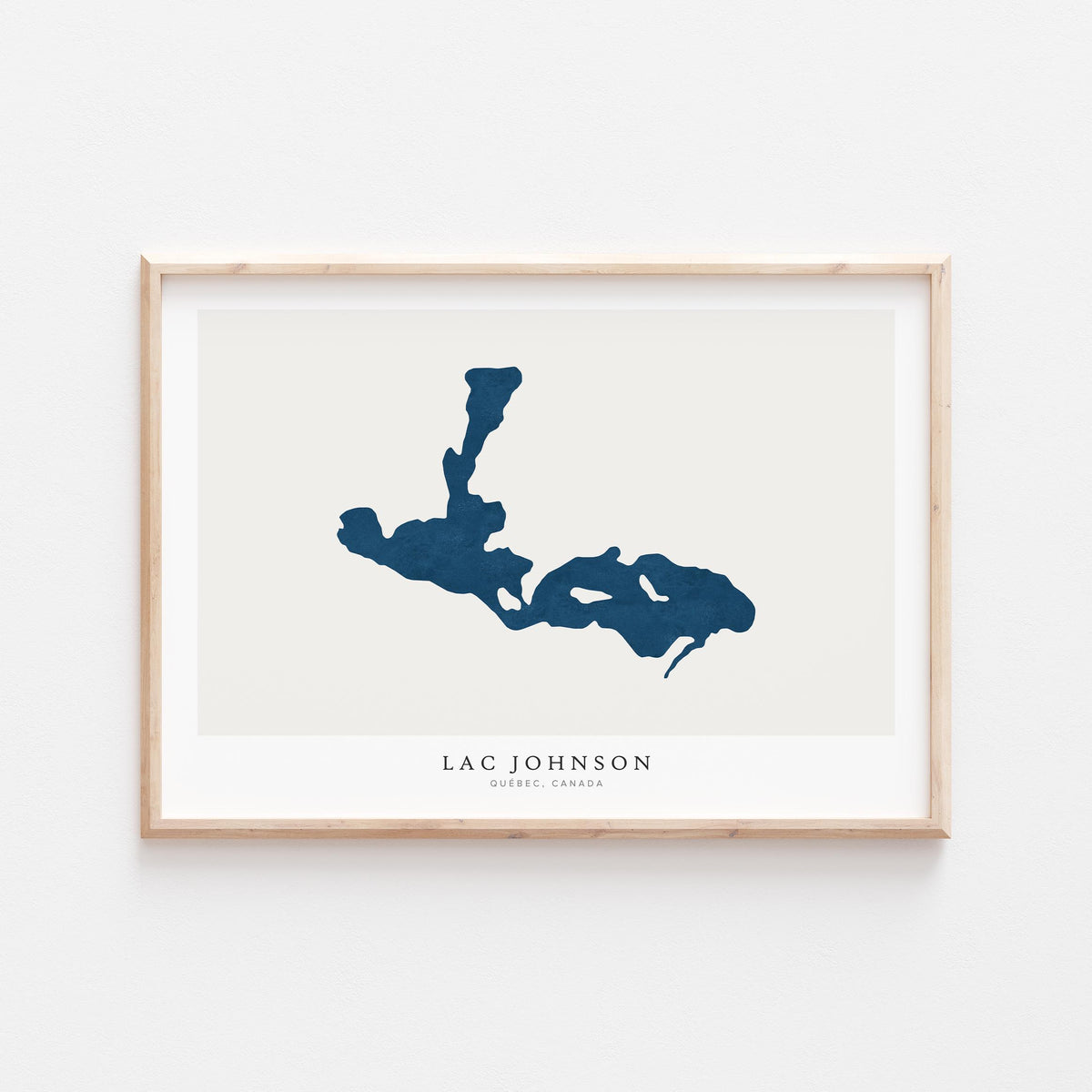 lac johnson map print quebec map poster – minimalist lake wall art - image 1
