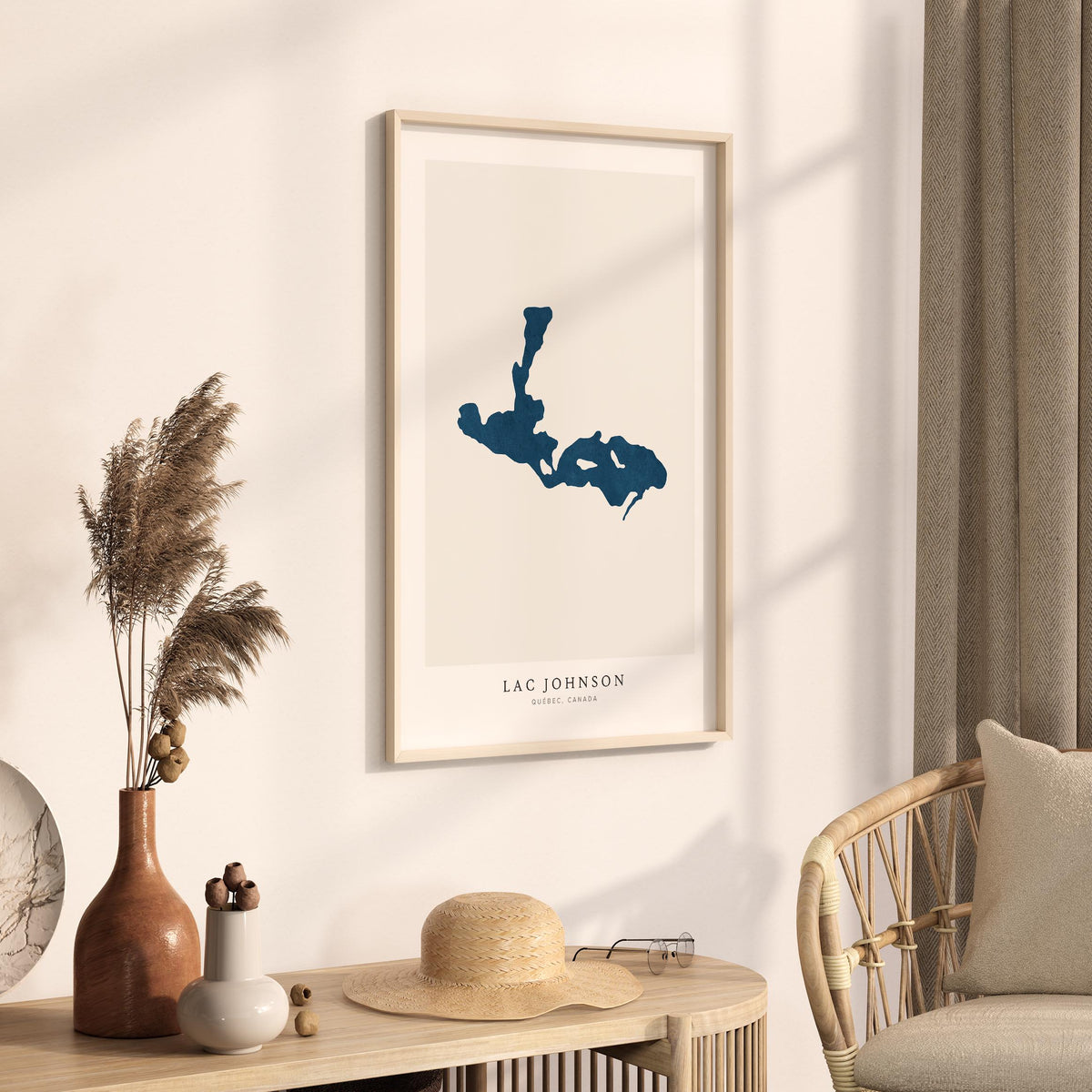 lac johnson map print quebec map poster – minimalist lake wall art - image 3