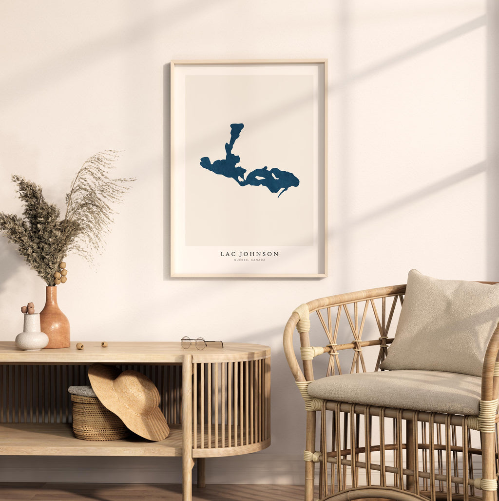 lac johnson map print quebec map poster – minimalist lake wall art - image 5
