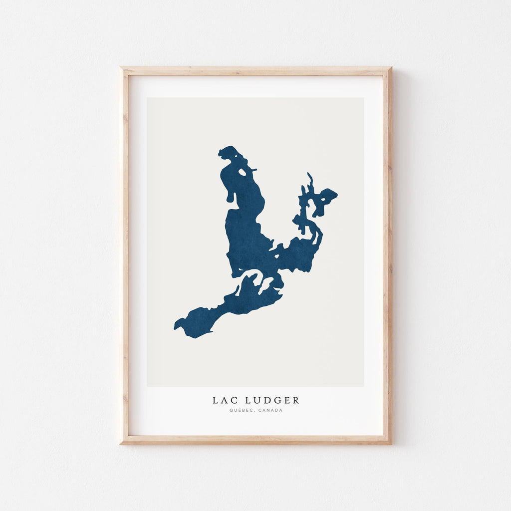 lac ludger map print quebec map poster – minimalist lake wall art - image 1