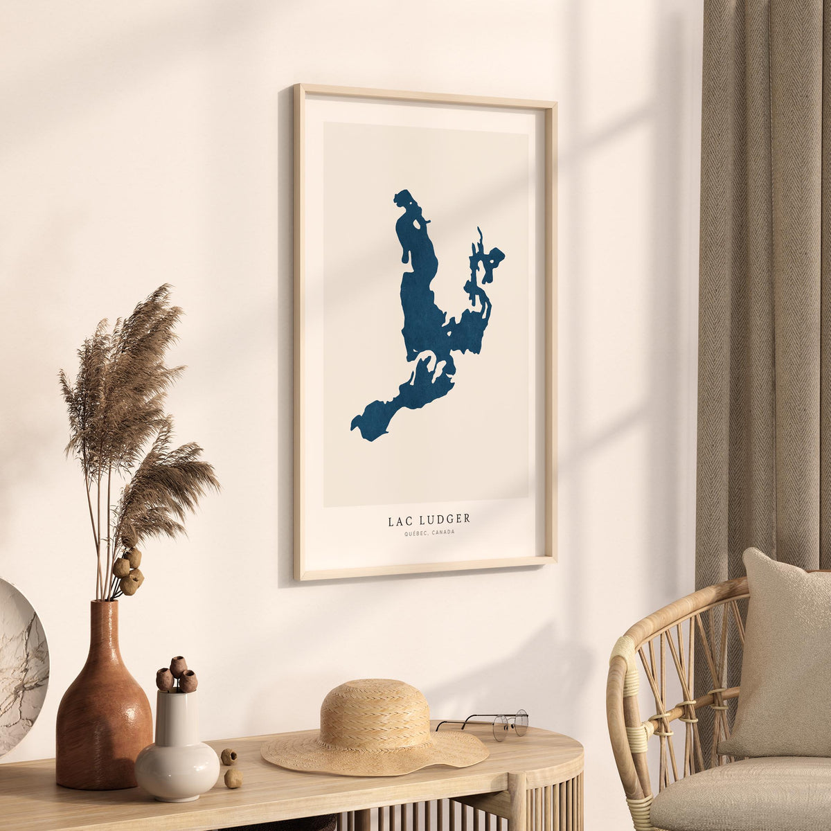 lac ludger map print quebec map poster – minimalist lake wall art - image 3