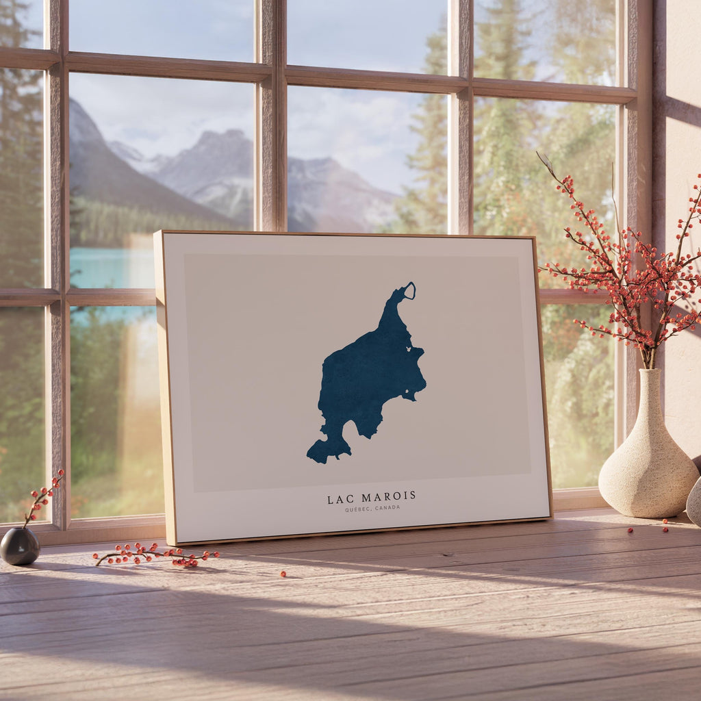 lac marois map print quebec map poster – minimalist lake wall art - image 4