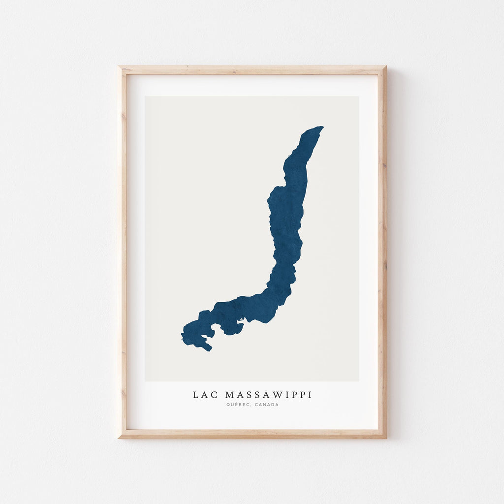 lac massawippi map print quebec map poster – minimalist lake wall art - image 1