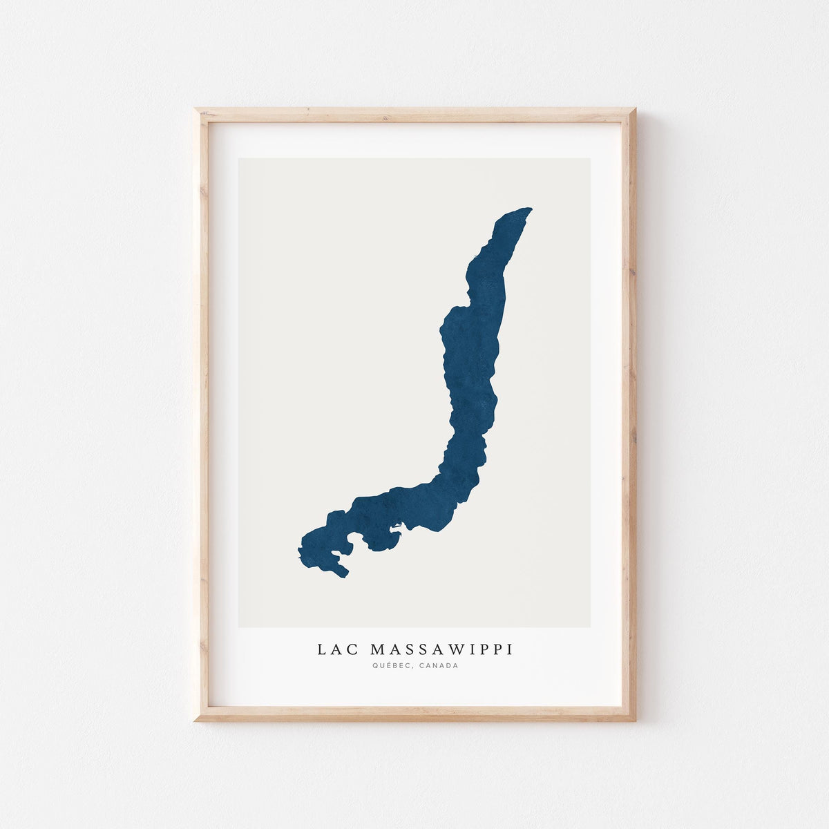 lac massawippi map print quebec map poster – minimalist lake wall art - image 1
