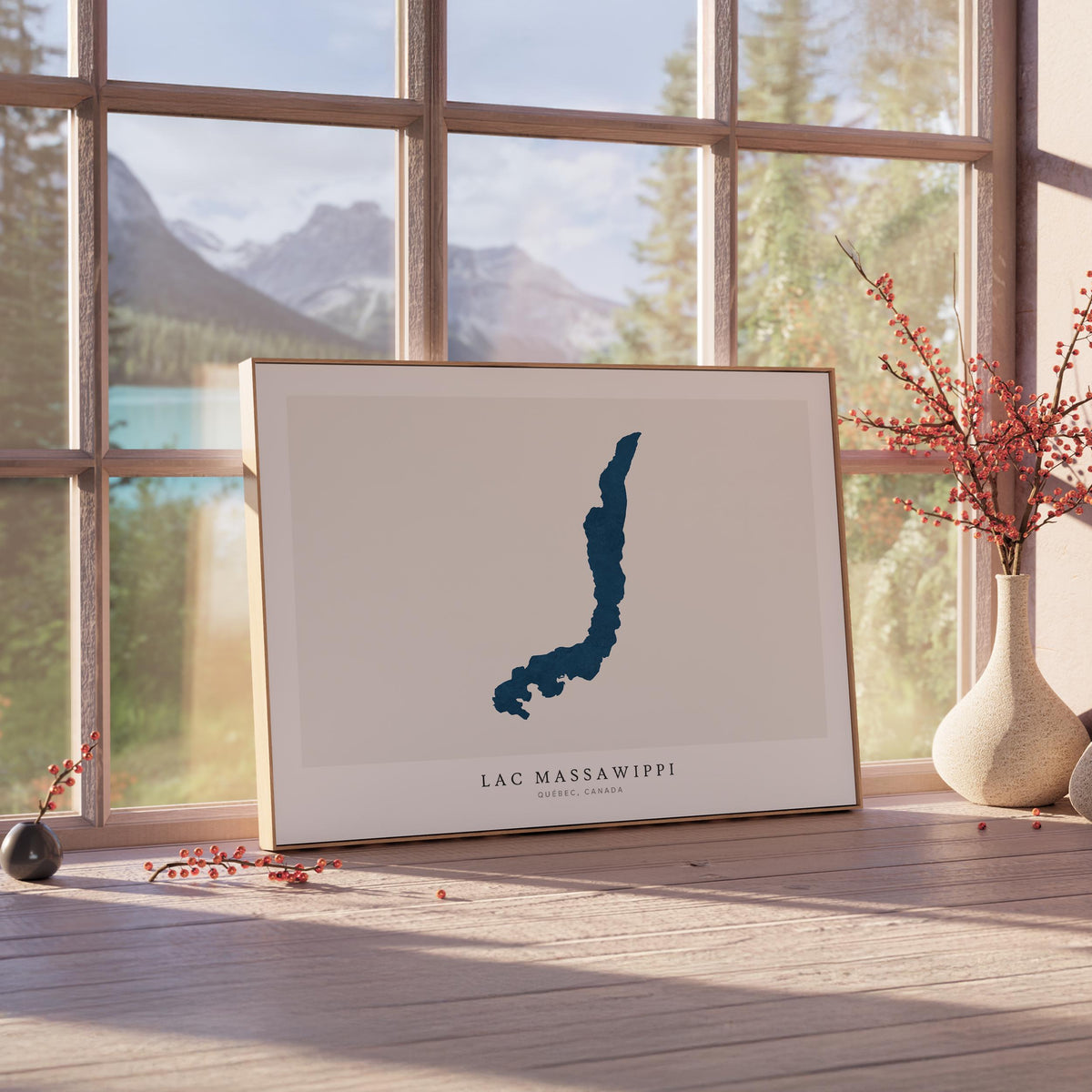 lac massawippi map print quebec map poster – minimalist lake wall art - image 4