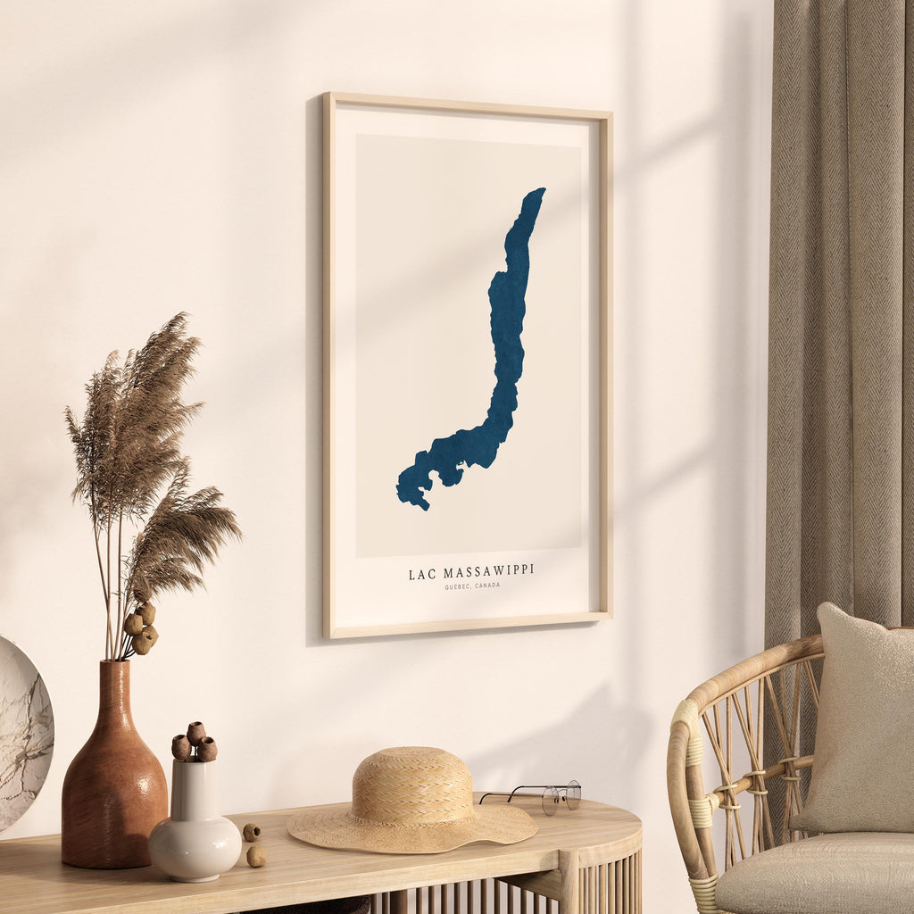 lac massawippi map print quebec map poster – minimalist lake wall art - image 3