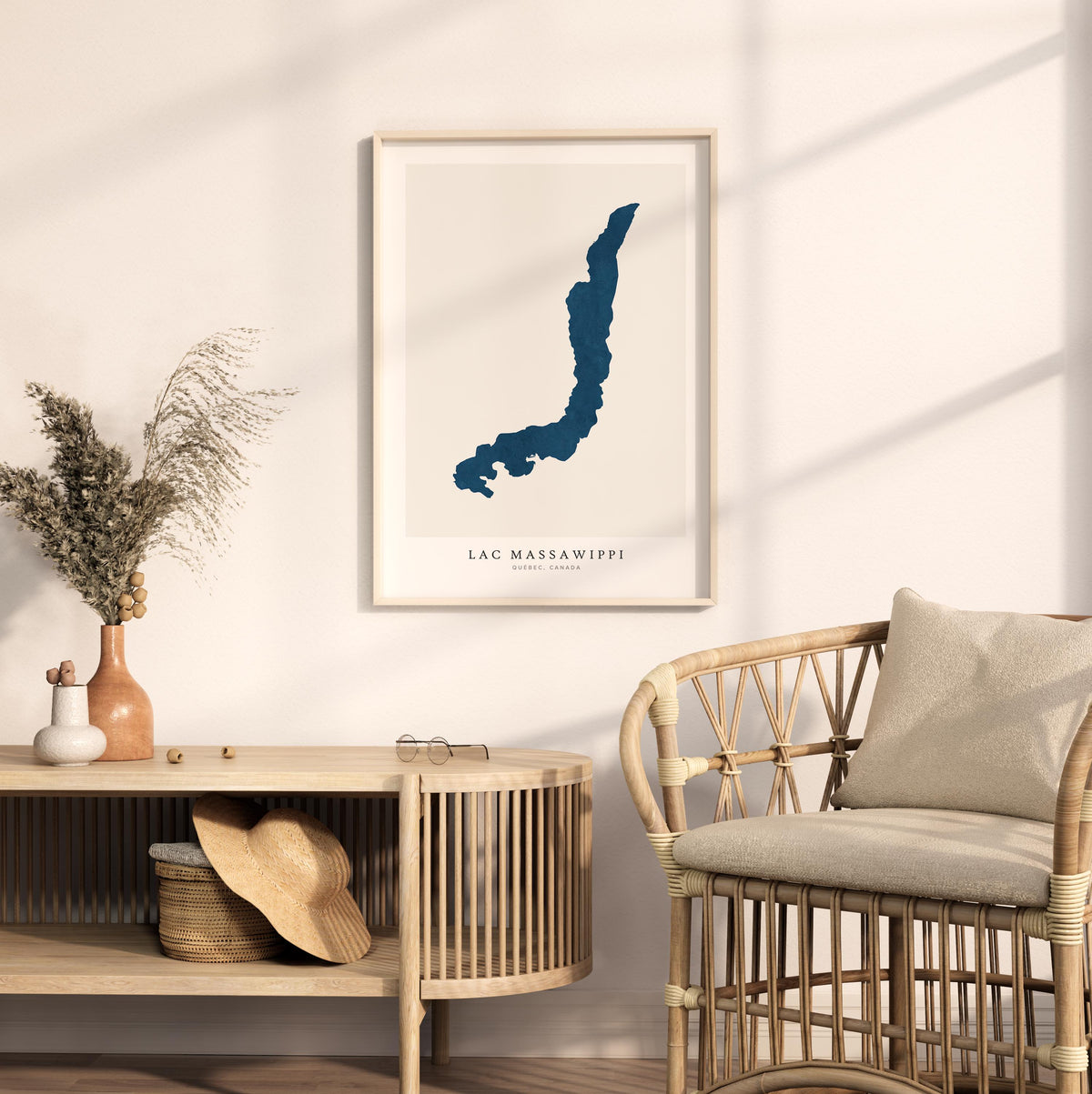 lac massawippi map print quebec map poster – minimalist lake wall art - image 5