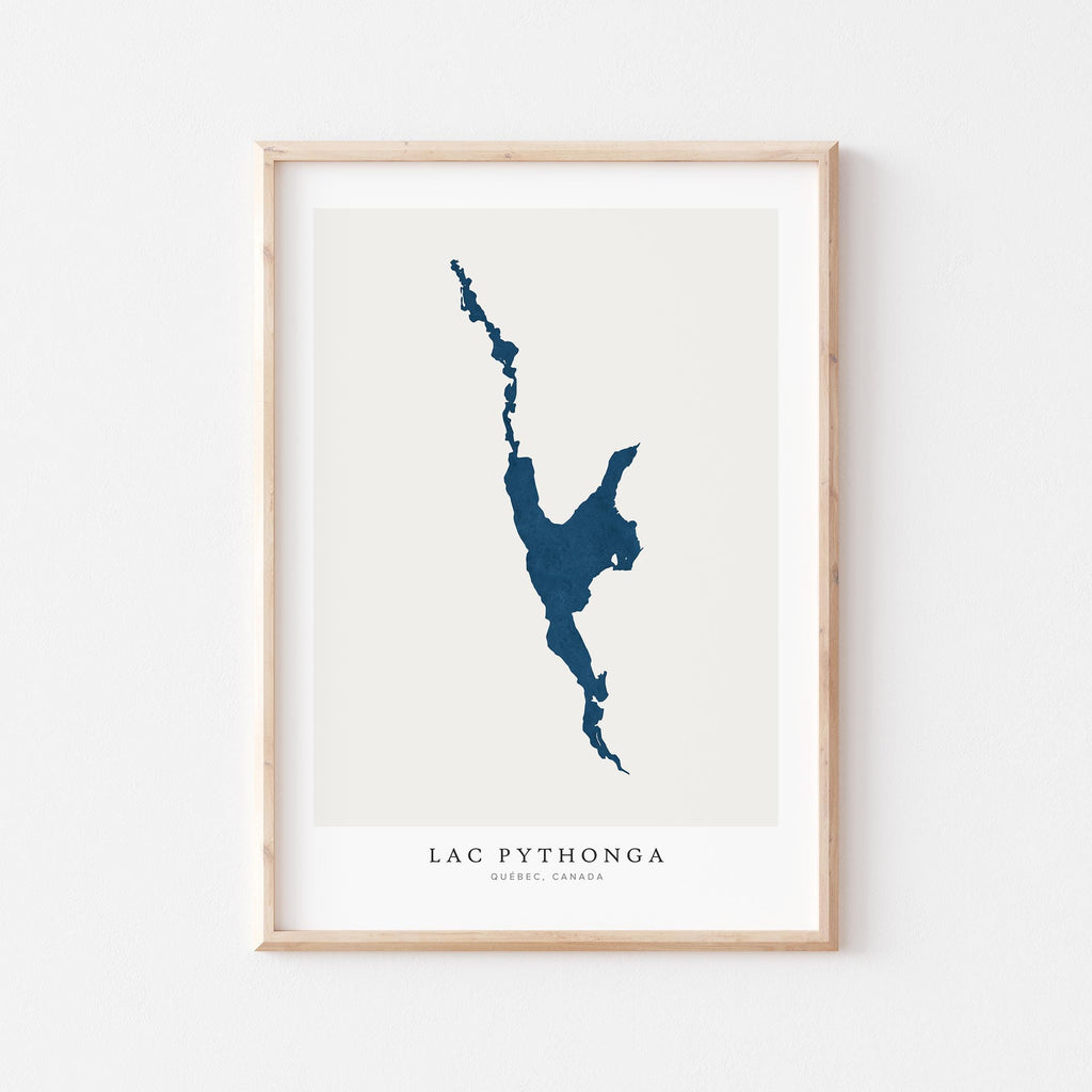 lac pythonga map print quebec map poster – minimalist lake wall art - image 1