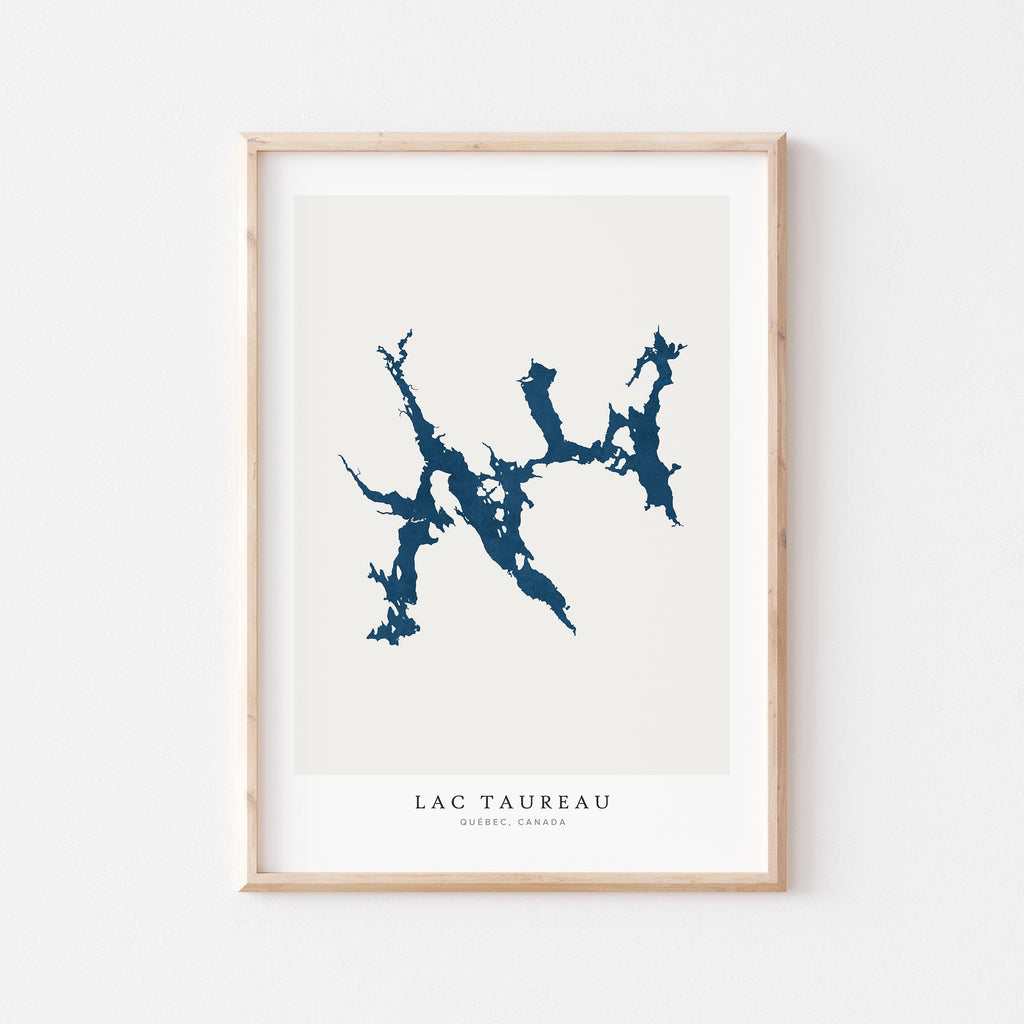 lac taureau map print quebec map poster – minimalist lake wall art - image 2
