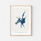 reservoir baskatong map print quebec map poster – minimalist lake wall art - image 1