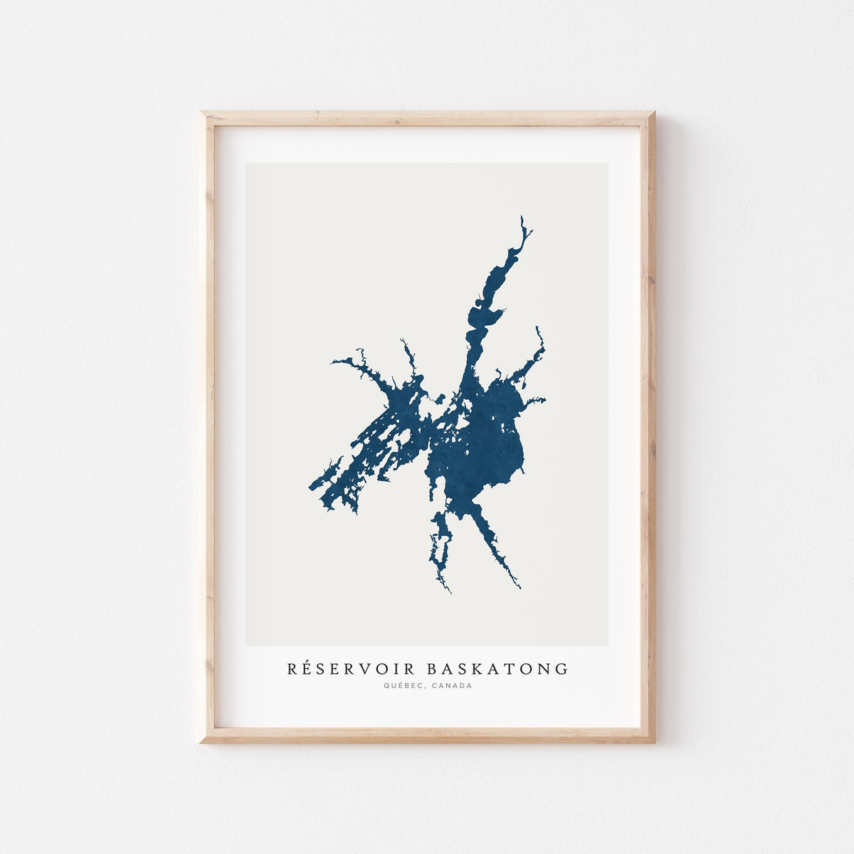 reservoir baskatong map print quebec map poster – minimalist lake wall art - image 1