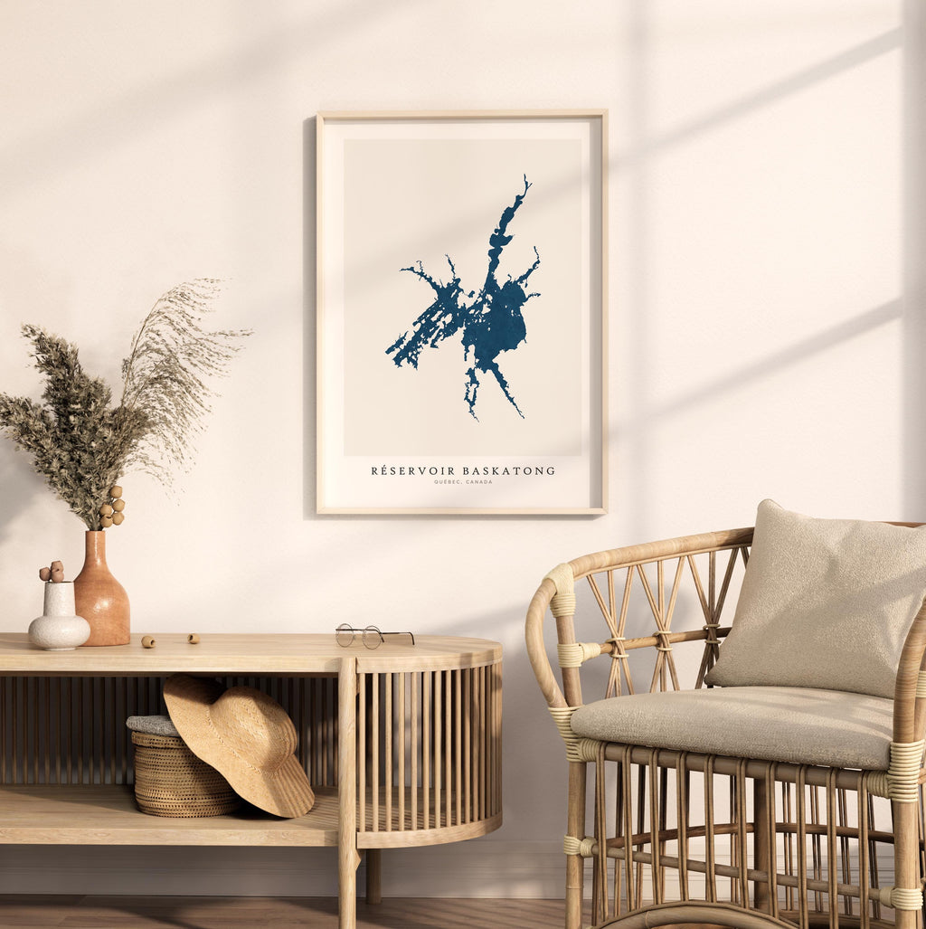 reservoir baskatong map print quebec map poster – minimalist lake wall art - image 5