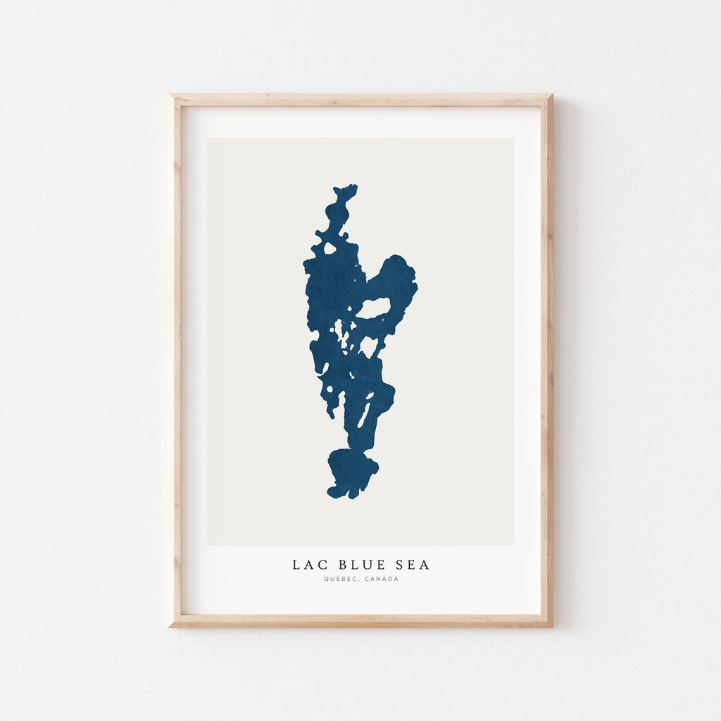 lac blue sea map print quebec map poster – minimalist lake wall art - image 1
