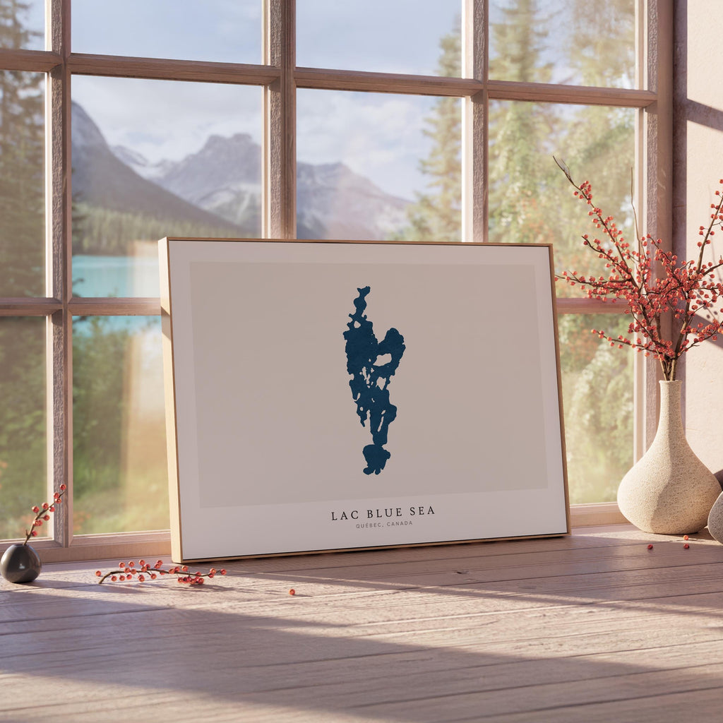 lac blue sea map print quebec map poster – minimalist lake wall art - image 4