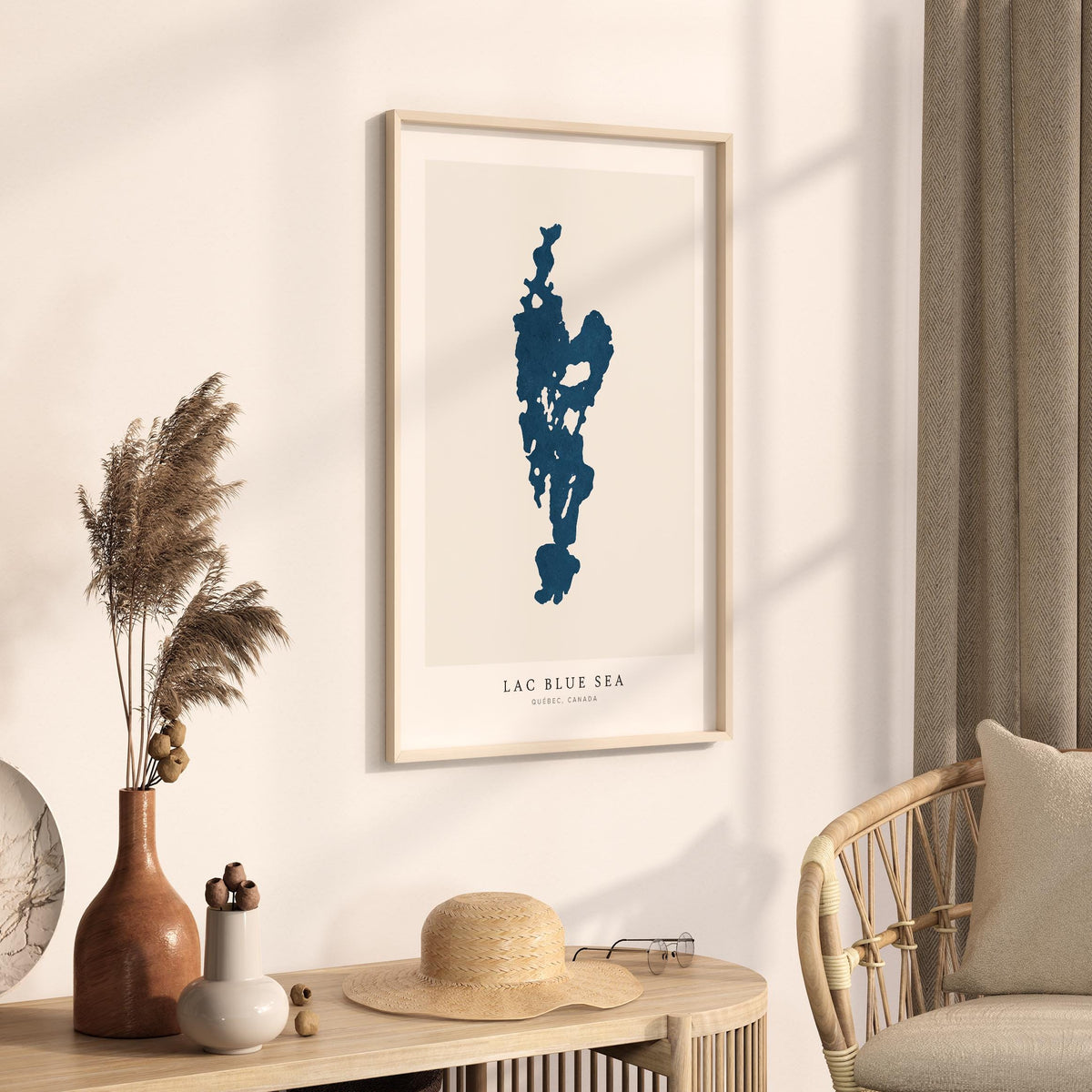 lac blue sea map print quebec map poster – minimalist lake wall art - image 3