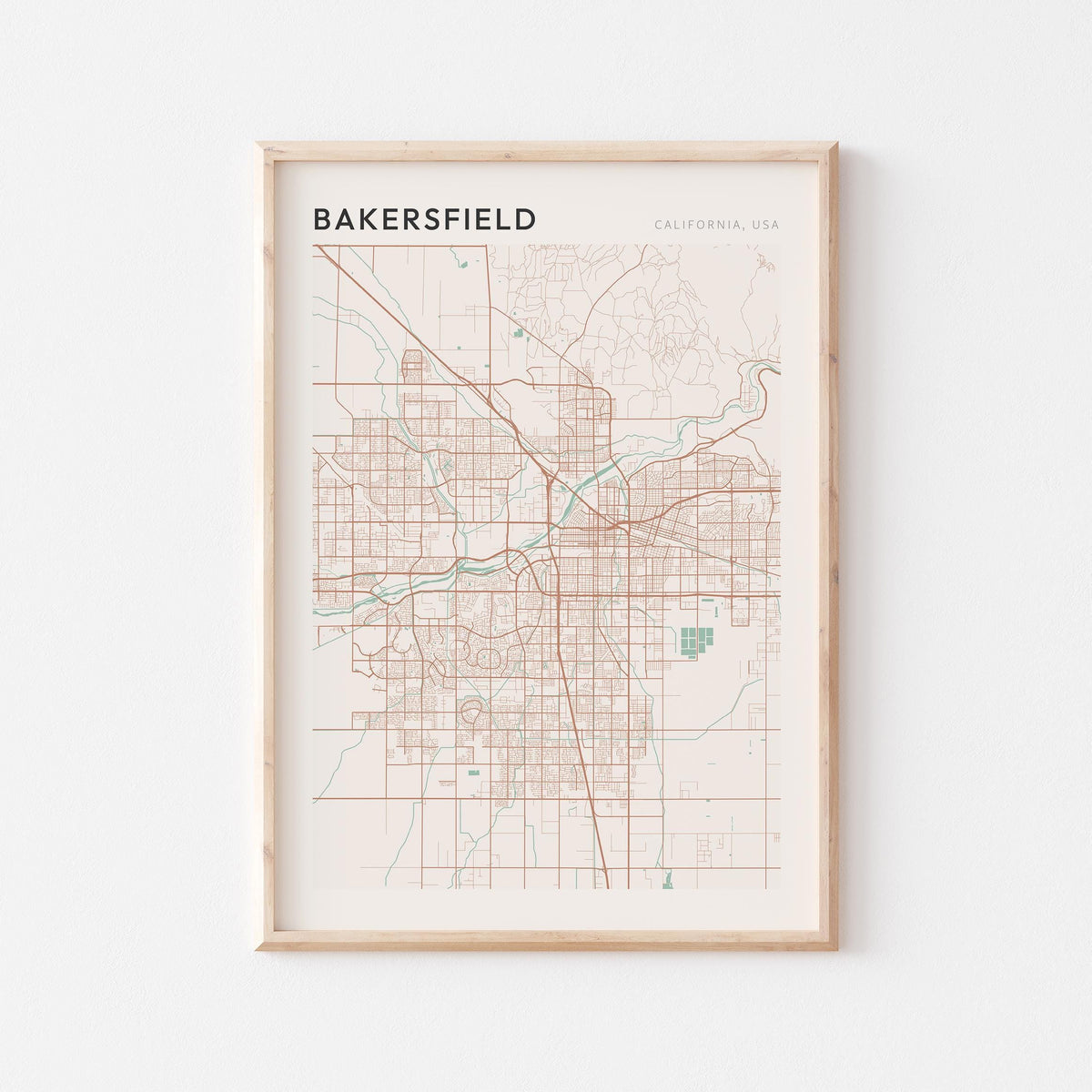bakersfield, california map poster - image 1
