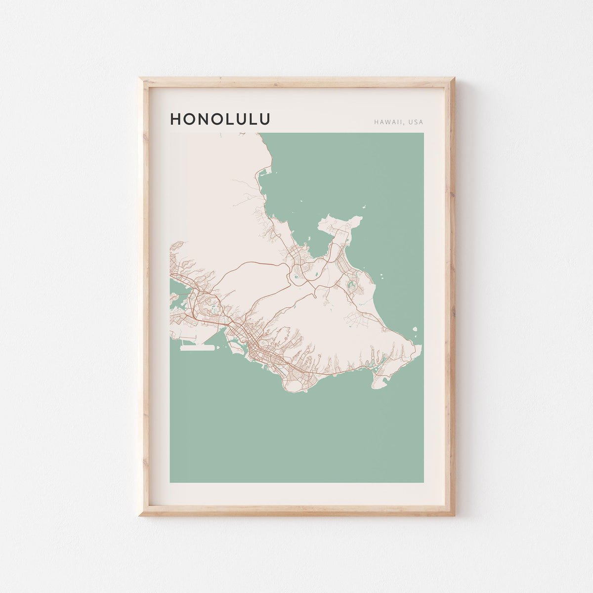 honolulu, hawaii map poster - image 1