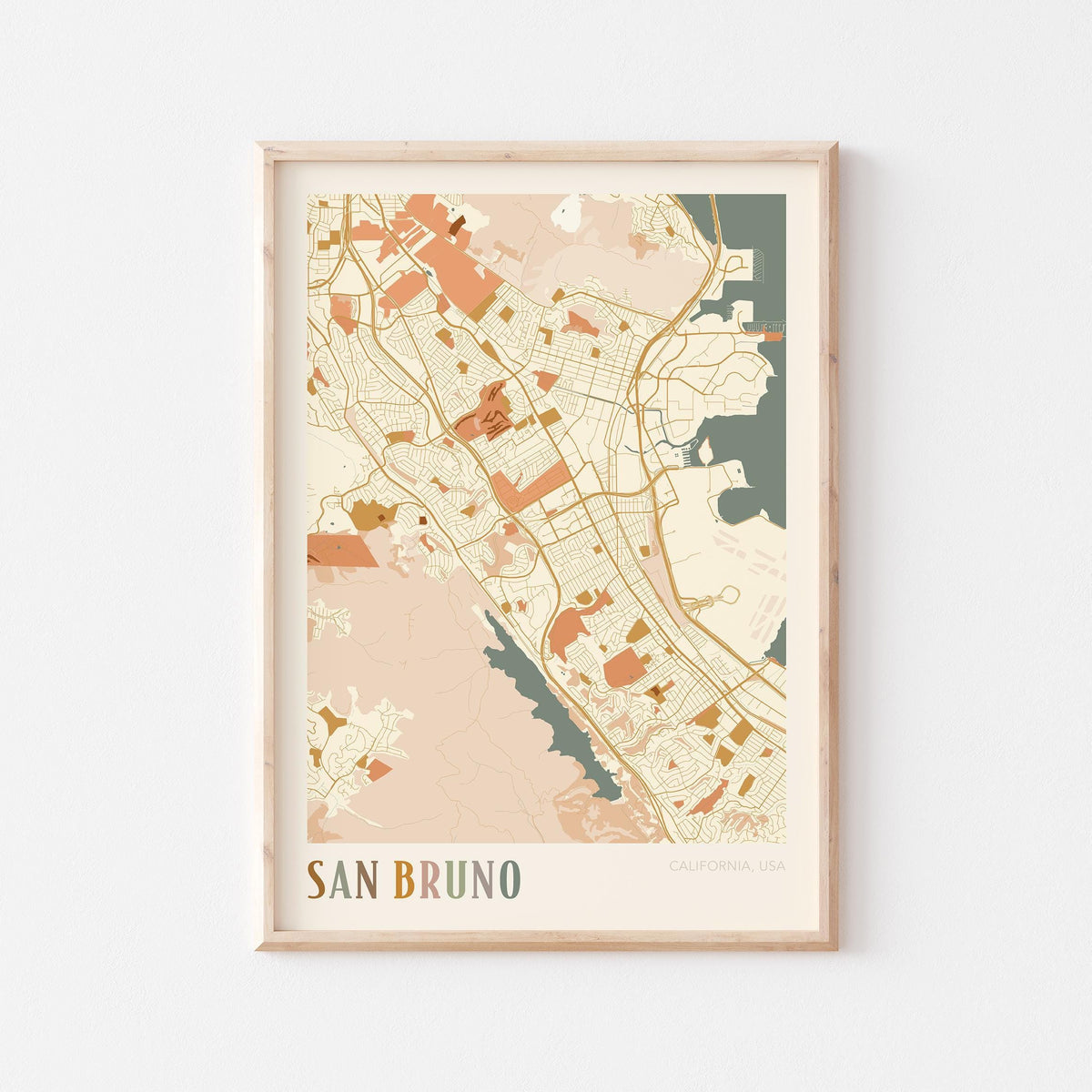 san bruno, california map poster - image 1
