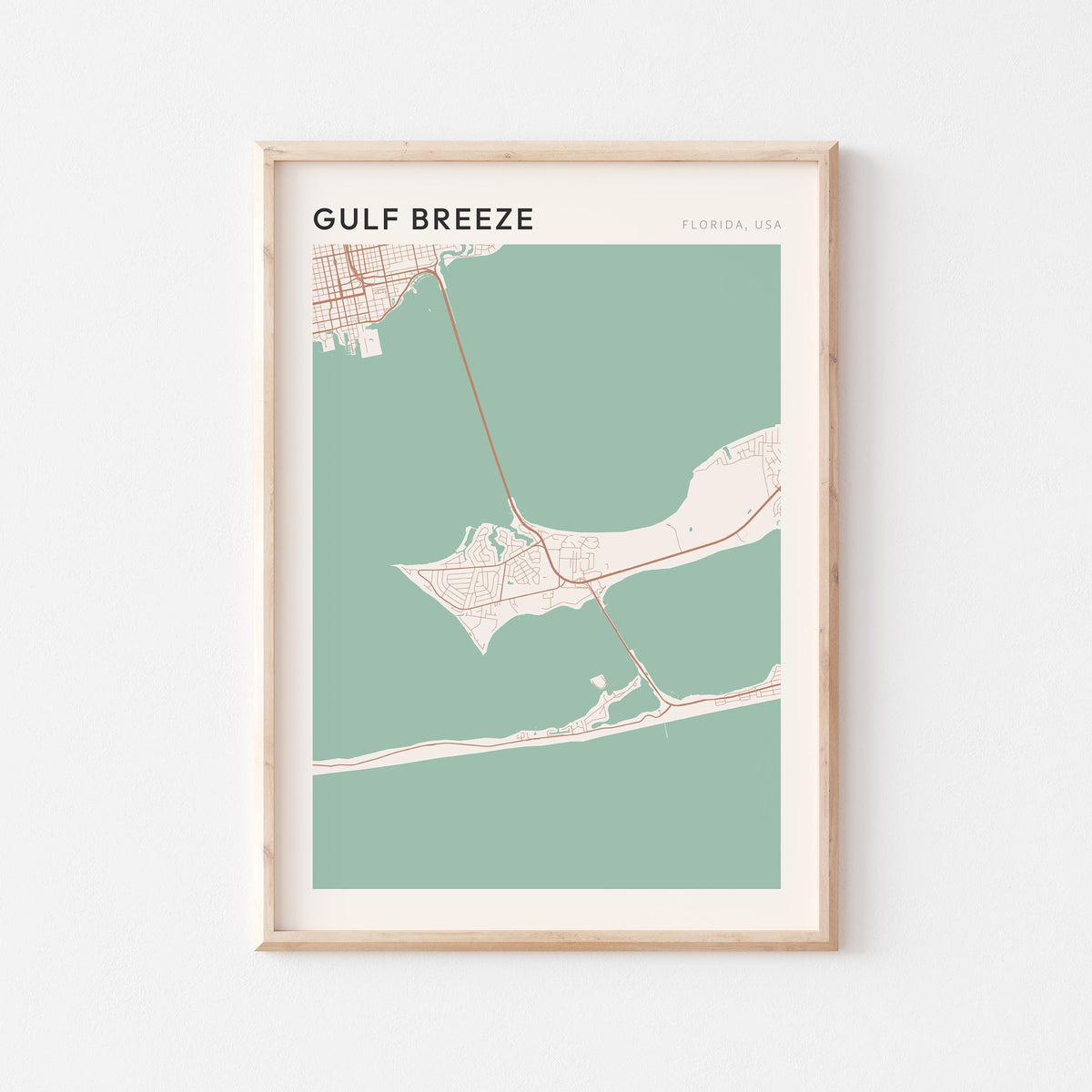 gulf breeze, florida map poster - image 1