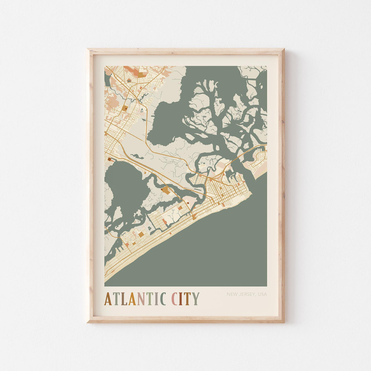atlantic city, new jersey map poster - image 1