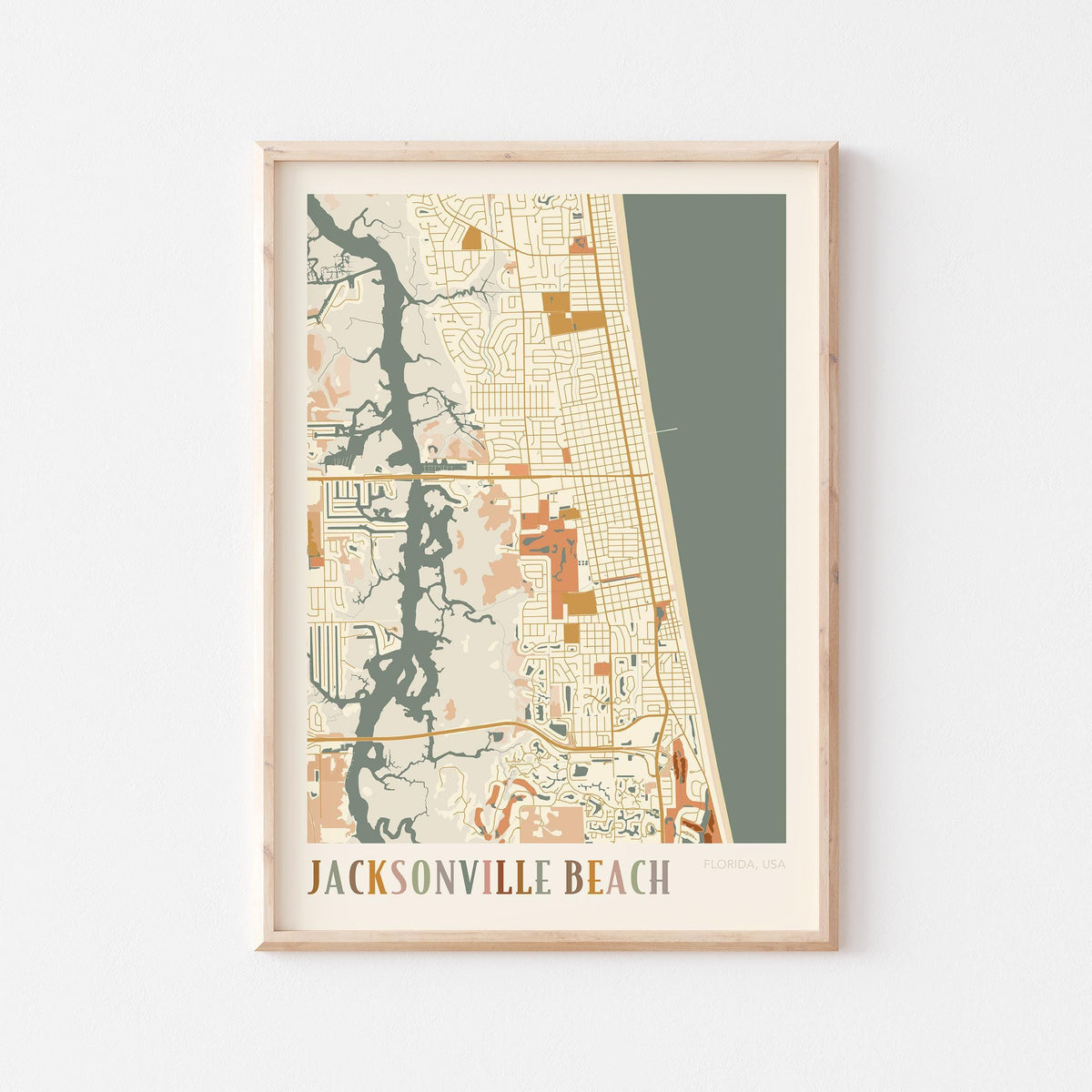 jacksonville beach, florida map poster - image 1