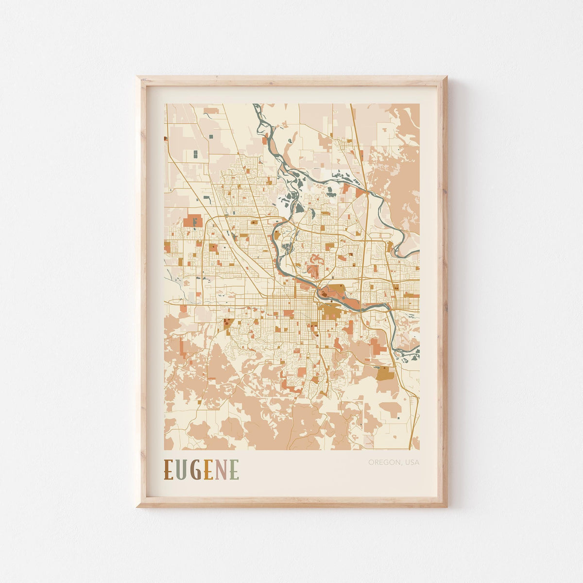 eugene, oregon map poster - image 1