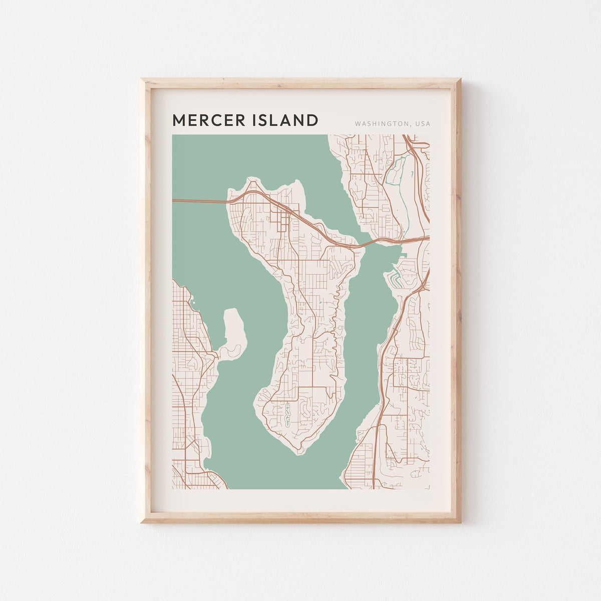 mercer island, washington map poster - image 1