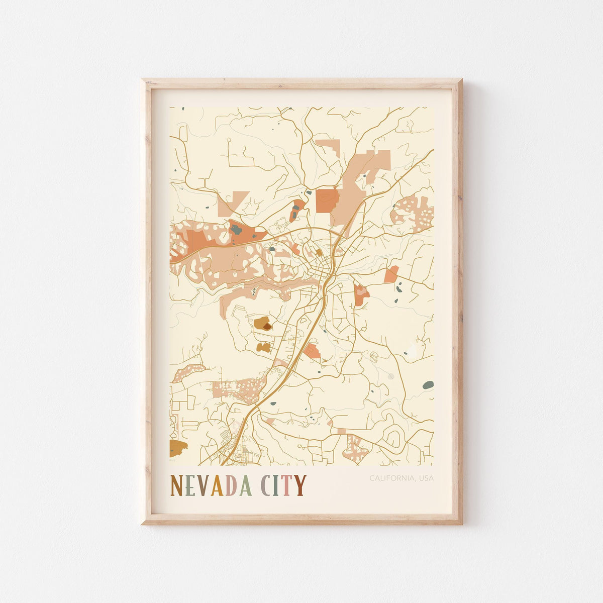 nevada city, california map poster - image 1