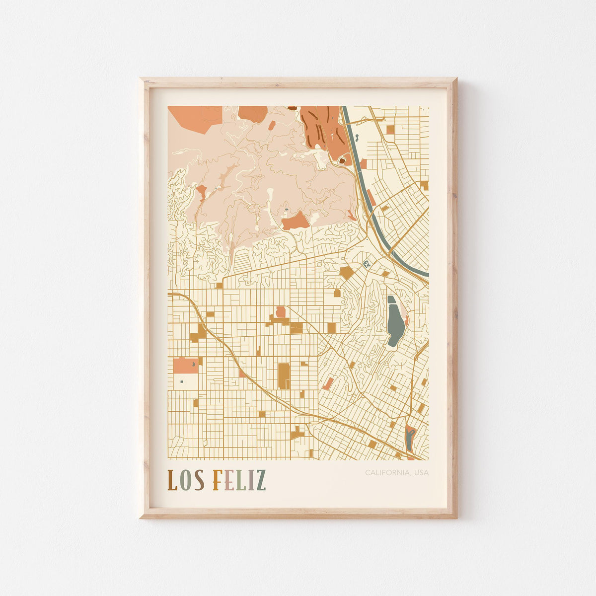 los feliz, california map poster - image 1