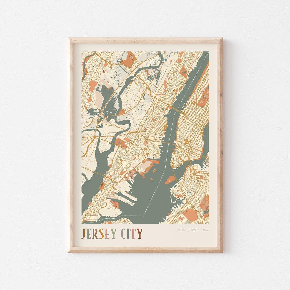 jersey city, new jersey map poster - image 1