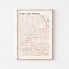 west hollywood, california map poster - image 1