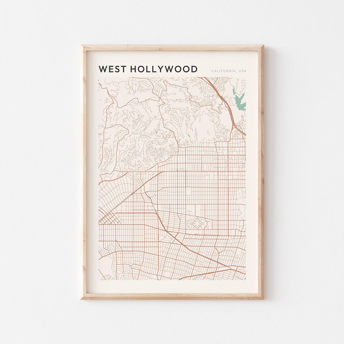 west hollywood, california map poster - image 1