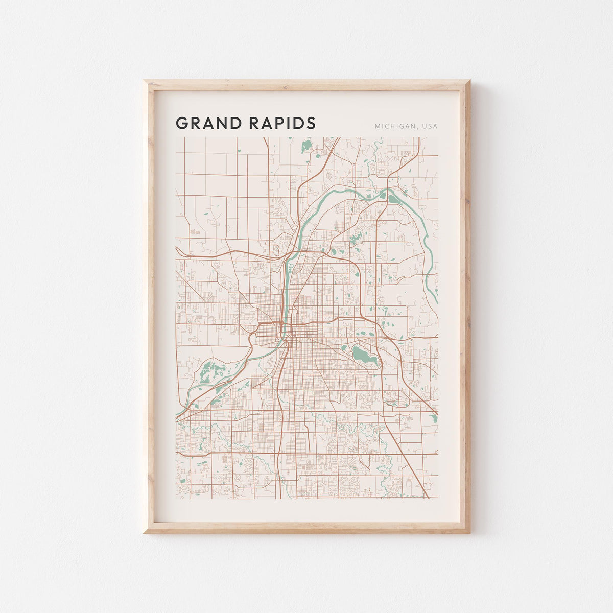 grand rapids, michigan map poster - image 1