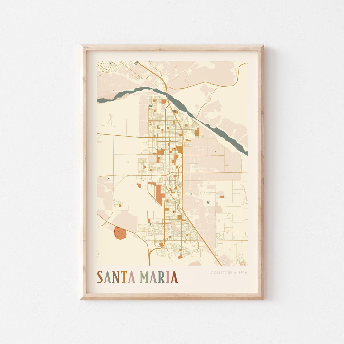 santa maria, california map poster - image 1