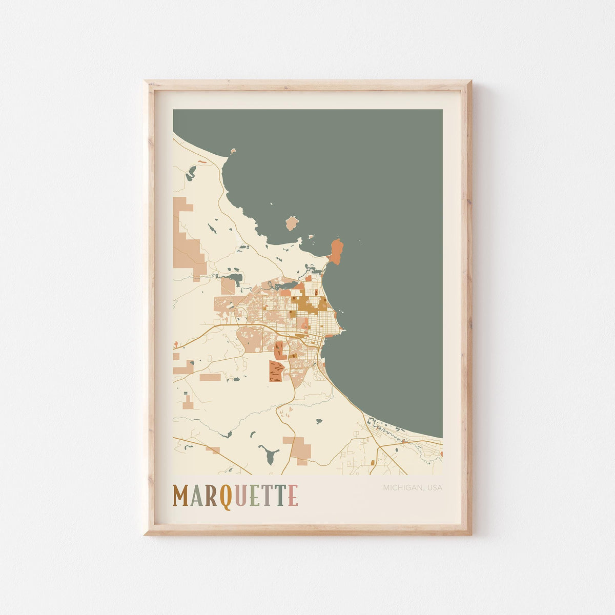 marquette, michigan map poster - image 1