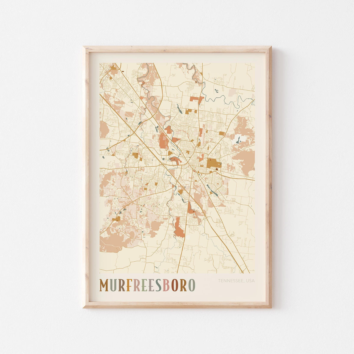 murfreesboro, tennessee map poster - image 1