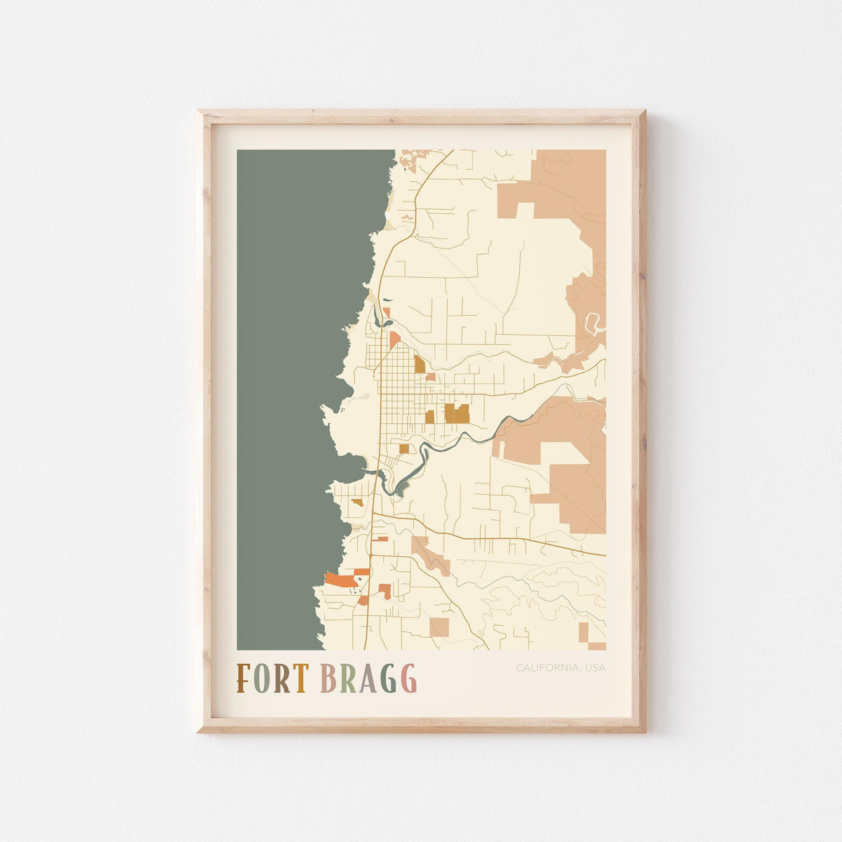 fort bragg, california map poster - image 1