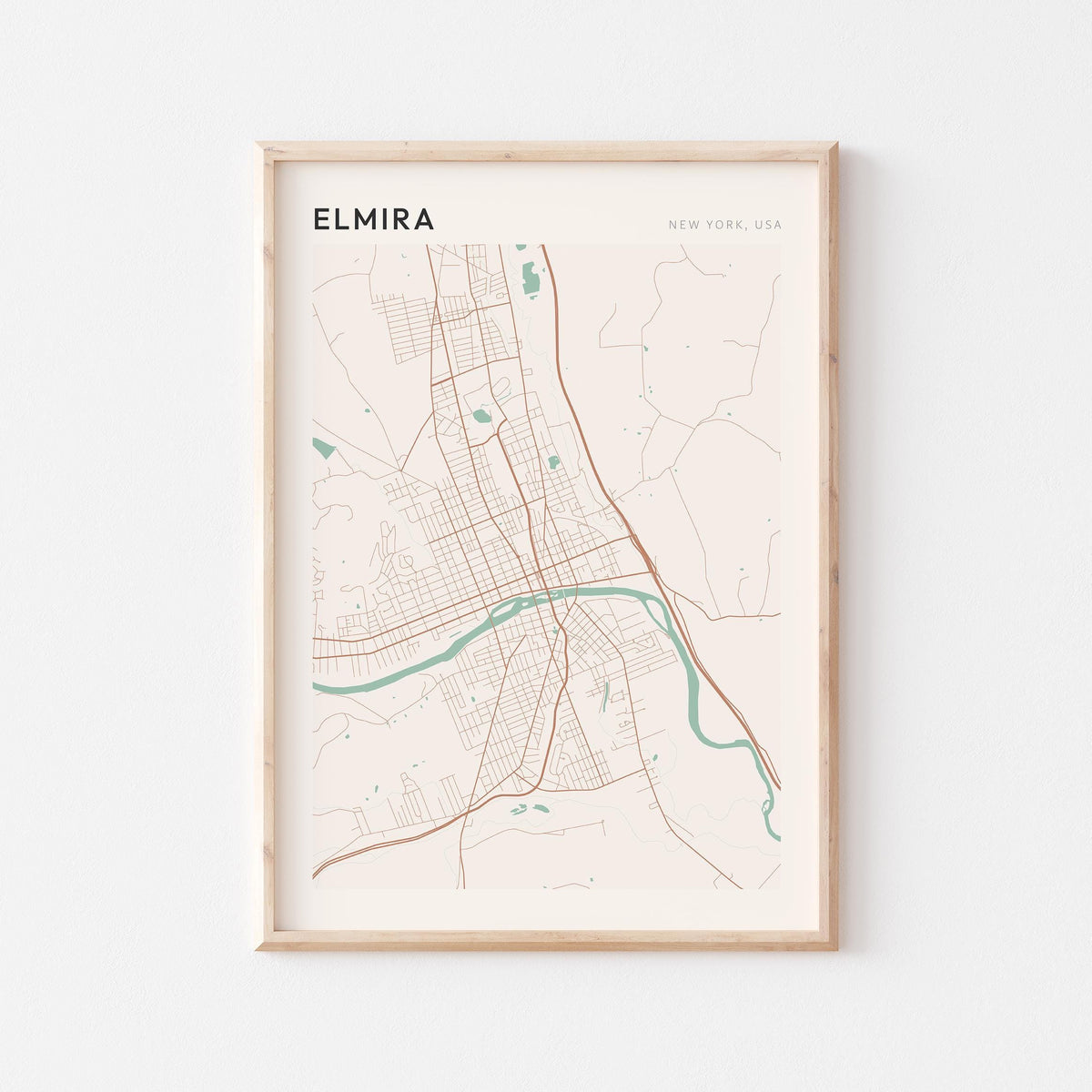 elmira, new york map poster - image 1