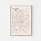 des moines, iowa map poster - image 1